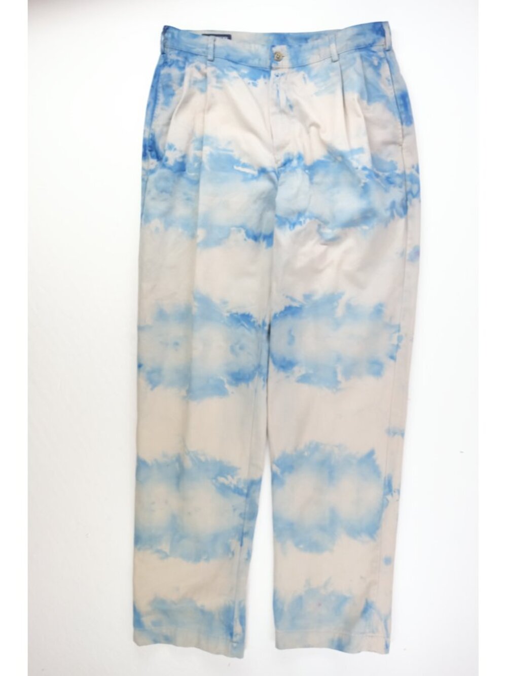 Vintage Lands End Chino Pants Mens 32x32 Blue Relaxed Fit Chino Custom Tie Dye